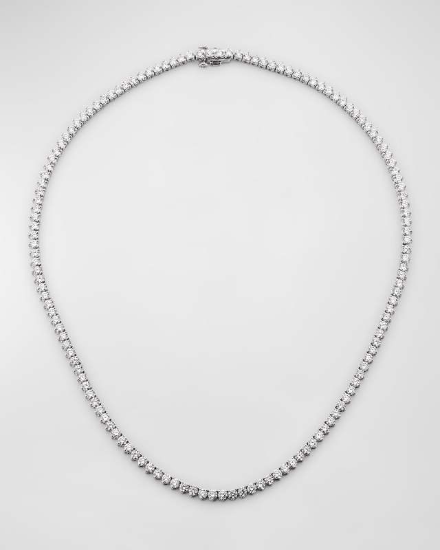 18K White Gold 3-Prong Diamond Necklace, 12.29tcw